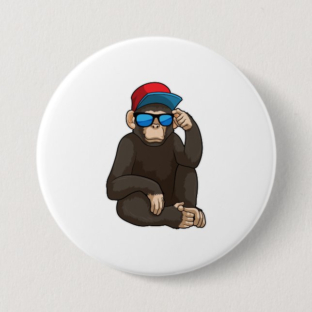 Badge Rond 7,6 Cm Singe avec lunettes de soleil (Devant)