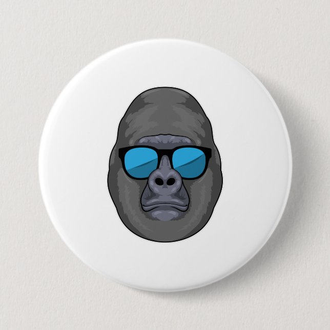 Badge Rond 7,6 Cm Singe avec lunettes de soleil (Devant)