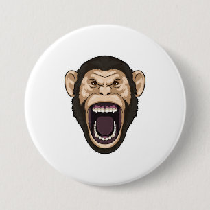 Badge Rond 7,6 Cm Singe avec poils noirs