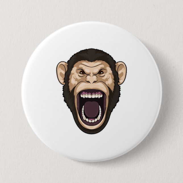 Badge Rond 7,6 Cm Singe avec poils noirs (Devant)