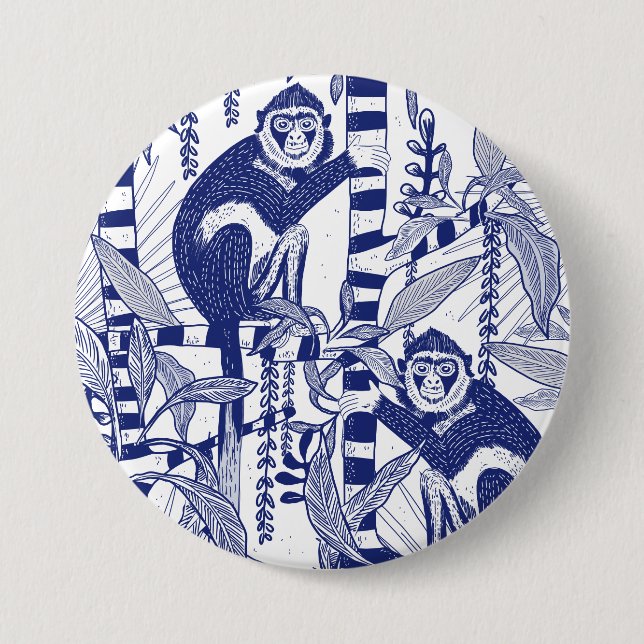 Badge Rond 7,6 Cm Singe dans la jungle (Devant)