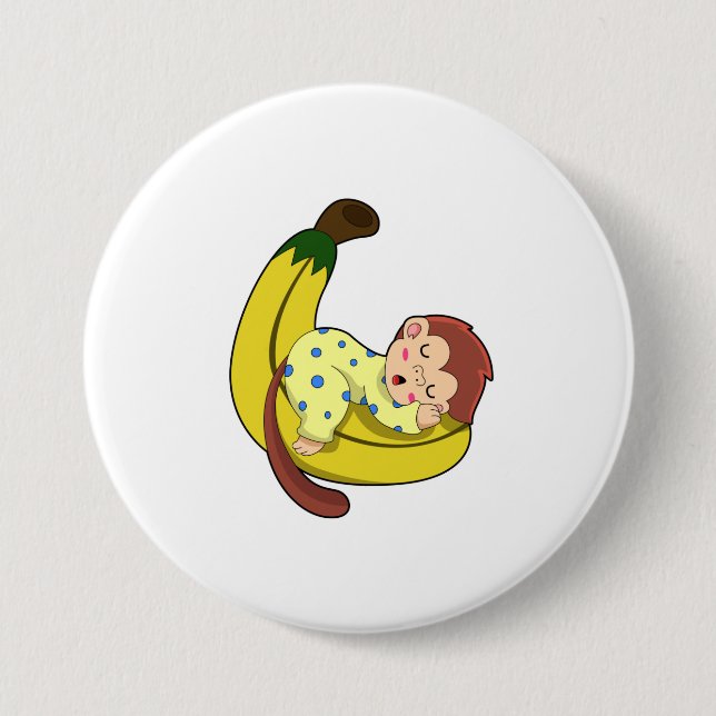 Badge Rond 7,6 Cm Singe dormant dans le pyjama (Devant)