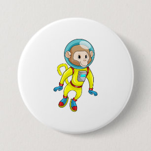 Badge Rond 7,6 Cm Singe en astronaute
