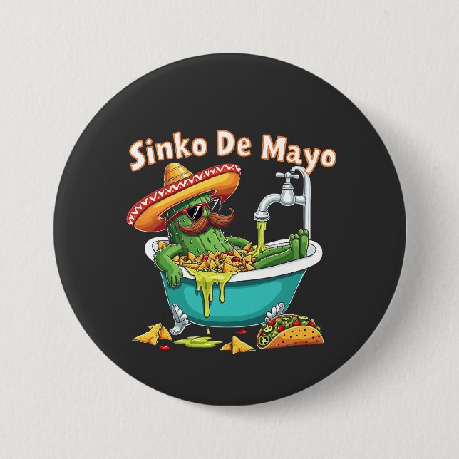 Badge Rond 7,6 Cm Sinko de Mayo"Funny Cinco de Mayo Cactus (Devant)