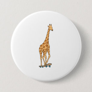 Badge Rond 7,6 Cm Skateboard girafe