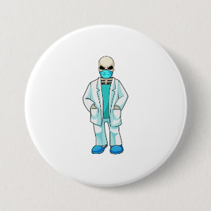 Badge Rond 7,6 Cm Skeleton comme docteur avec masque visage