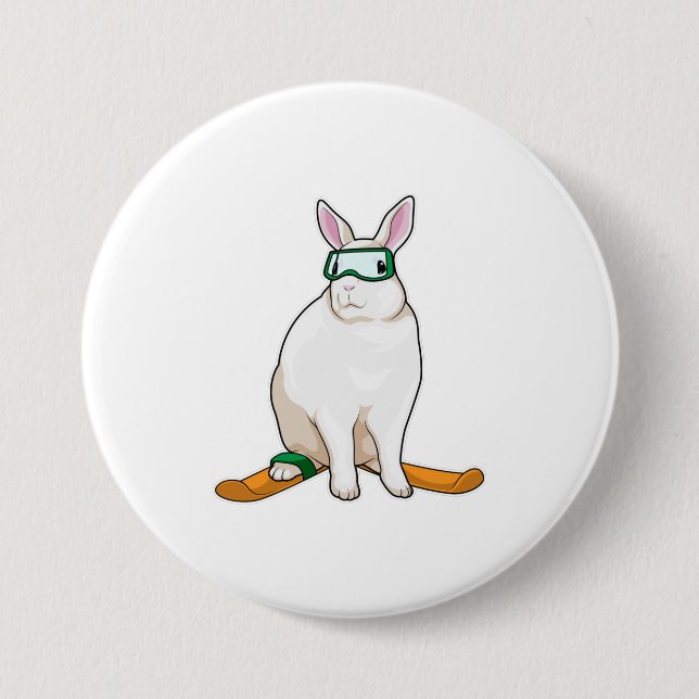 Badge Rond 7,6 Cm Ski Bunny Skier (Devant)
