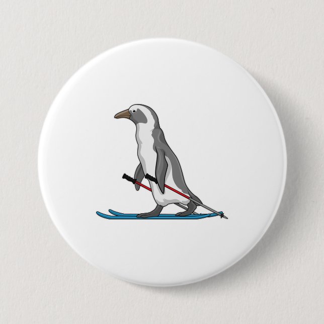 Badge Rond 7,6 Cm Ski de Penguin (Devant)