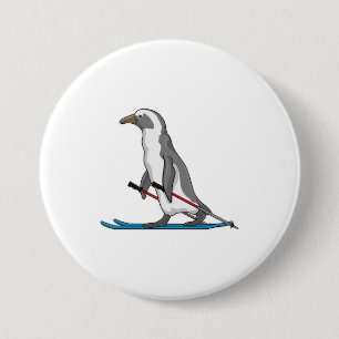 Badge Rond 7,6 Cm Ski de Penguin