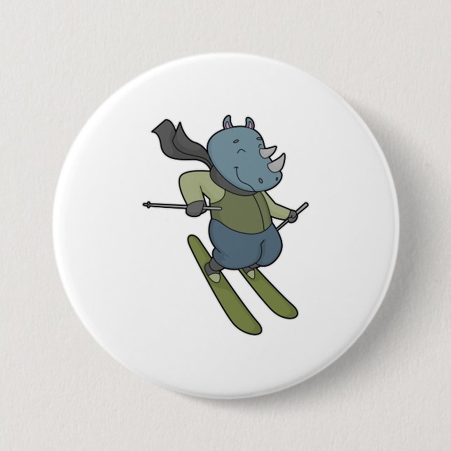Badge Rond 7,6 Cm Ski de Rhino (Devant)