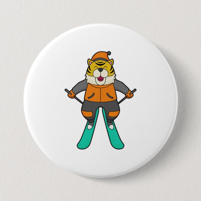 Badge Rond 7,6 Cm Ski de Tiger (Devant)