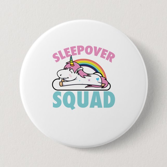 Badge Rond 7,6 Cm Sleepover Squad Arc-en-ciel Magie Du Nouvel An (Devant)