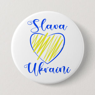 Badge Rond 7,6 Cm Slogan Slava La gloire ukrainienne au coeur de l'U