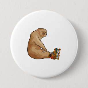 Badge Rond 7,6 Cm Sloth as Patinage en ligne avec Patins en ligne