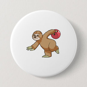 Badge Rond 7,6 Cm Sloth at Bowling avec Bowling ball