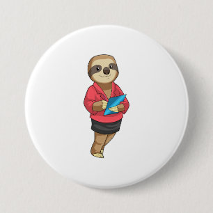 Badge Rond 7,6 Cm Sloth en tant que secrétaire avec Bloc-notes
