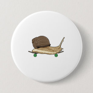 Badge Rond 7,6 Cm Snail as Skateboard avec Skateboard