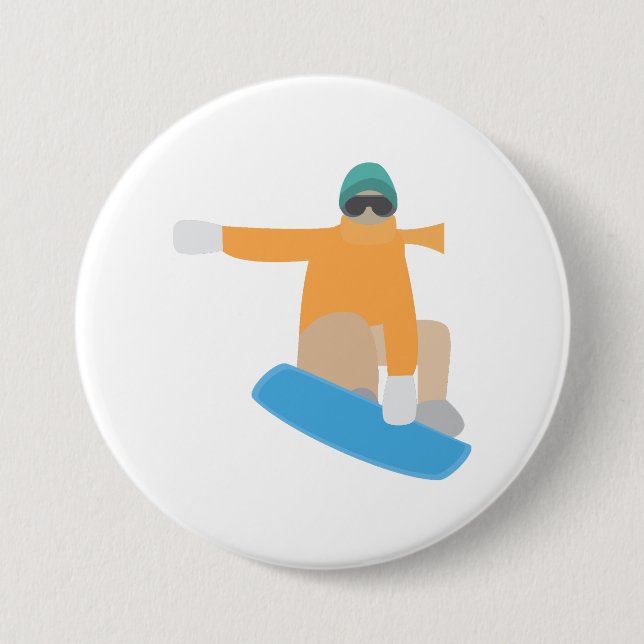 Badge Rond 7,6 Cm Snowboardeur (Devant)