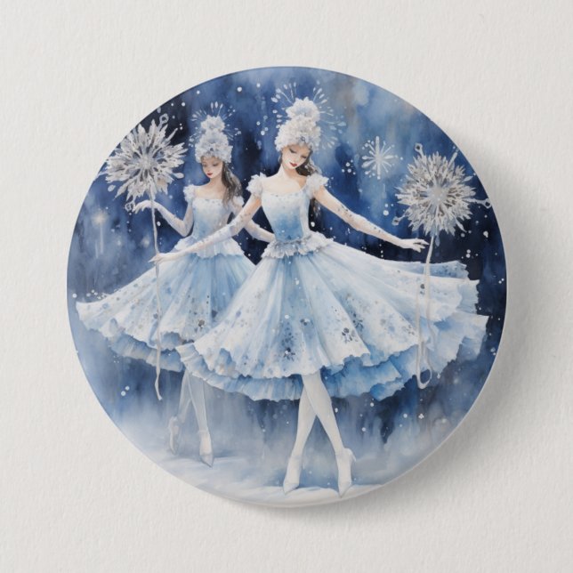 Badge Rond 7,6 Cm Snowflakes from The Nutcracker Ballet (Devant)