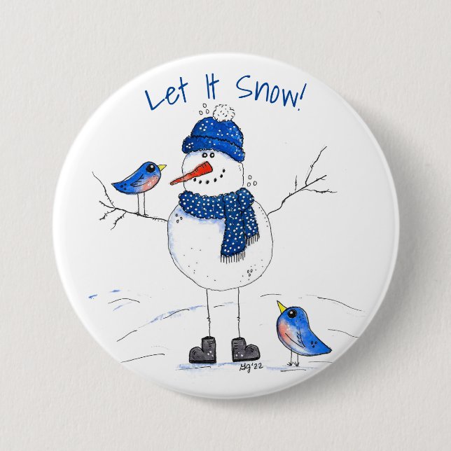 Badge Rond 7,6 Cm Snowman à longue jambe (Devant)