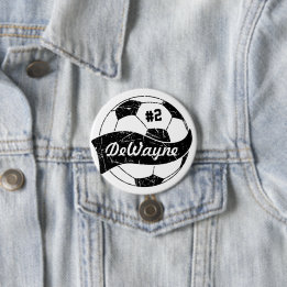 Badge Rond 7,6 Cm Soccer Ball Personalized Name and Number