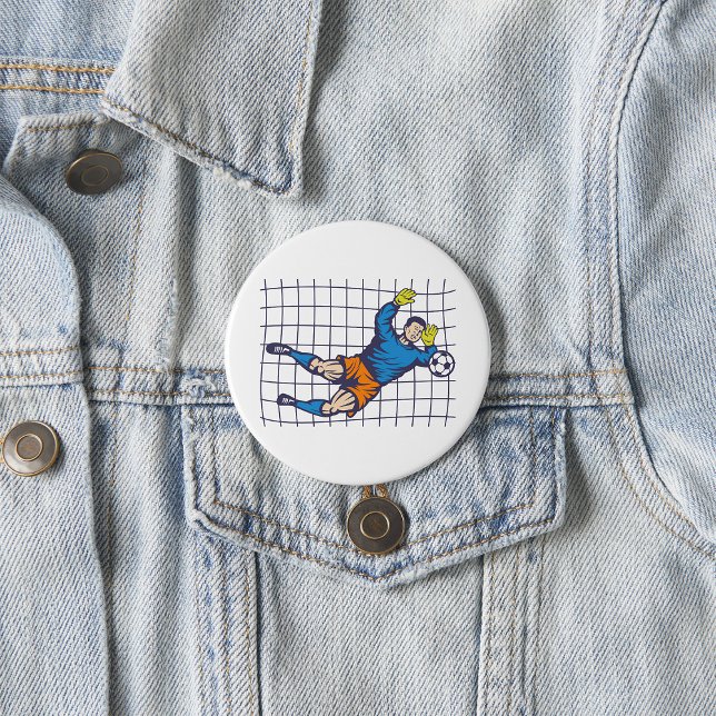 Badge Rond 7,6 Cm Soccer Goalkeeper Diving Save (Créateur téléchargé)