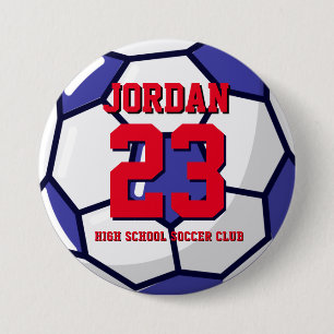 Badge Rond 7,6 Cm Soccer Joueur Numéro École Équipe sportive