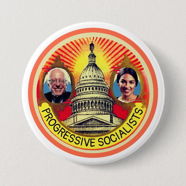 Badge Rond 7,6 Cm Socialistes progressistes (Devant)