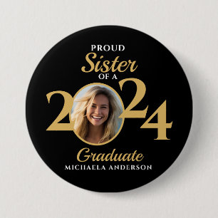 Badge Rond 7,6 Cm Sœur fière d'un diplômé de 2024 Photo & Nom