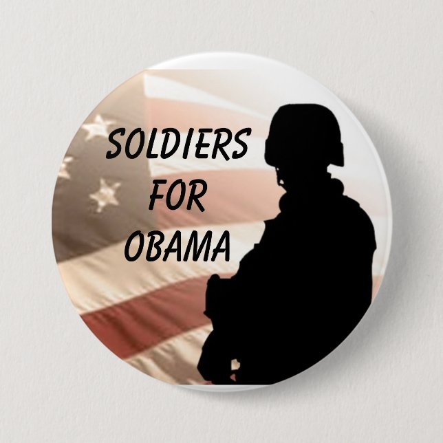 Badge Rond 7,6 Cm Soldats pour OBAMA (Devant)