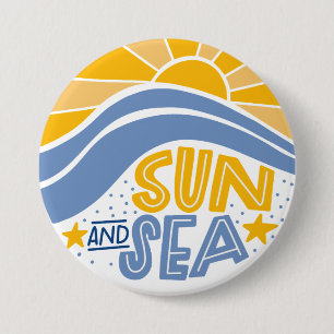 Badge Rond 7,6 Cm Soleil, mer et plage d'été