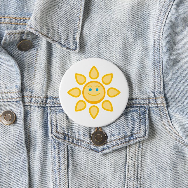 Badge Rond 7,6 Cm Soleil souriant Joyeux soleil (Créateur téléchargé)