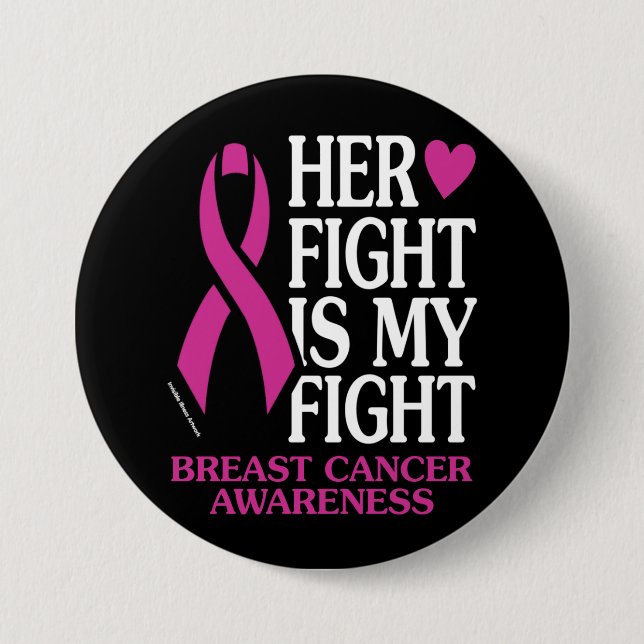 Badge Rond 7,6 Cm Son combat...Cancer du sein (Devant)