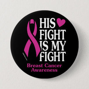 Badge Rond 7,6 Cm Son combat...Cancer du sein