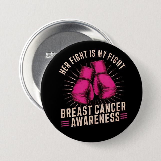Badge Rond 7,6 Cm Son combat est mon combat Cancer du sein (Devant & derrière)
