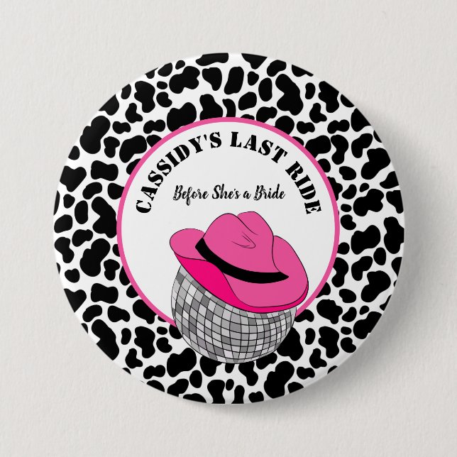 Badge Rond 7,6 Cm Son Dernier Ride Disco Cowgirl Bachelorette Party (Devant)