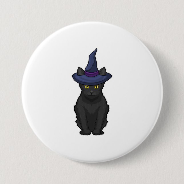 Badge Rond 7,6 Cm Sorcière de chat (Devant)