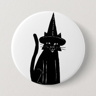 Badge Rond 7,6 Cm Sorcière de chat