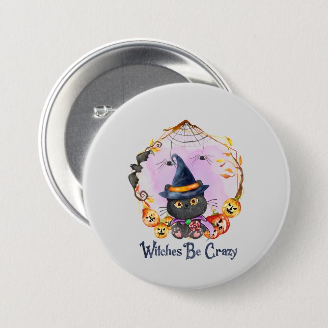 Badge Rond 7,6 Cm Sorcières fous (Devant & derrière)