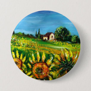BADGE ROND 7,6 CM SOUFFRANCES ET CAMPAGNE EN TOSCANE