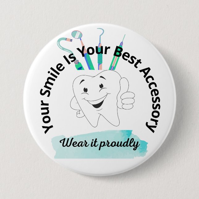 Badge Rond 7,6 Cm Sourire (Devant)