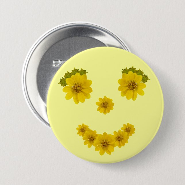 Badge Rond 7,6 Cm Sourire de cinq fleurs (Devant & derrière)