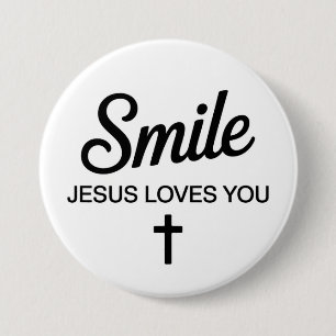 Badge Rond 7,6 Cm Sourire Jésus t'aime