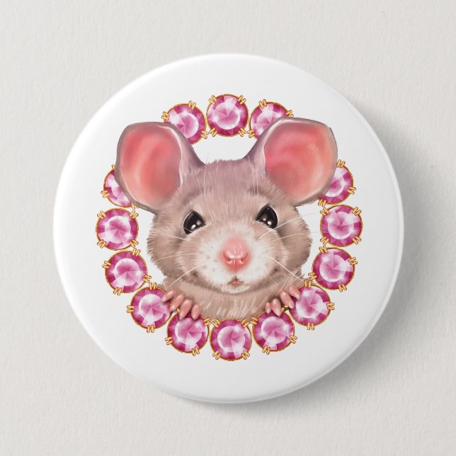 Badge Rond 7,6 Cm Souris (Devant)