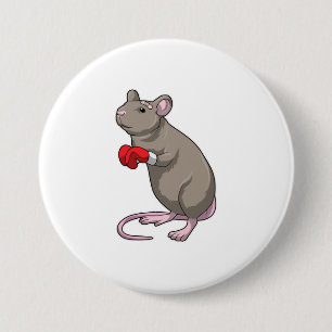 Badge Rond 7,6 Cm Souris à Boxing avec gants de Boxing