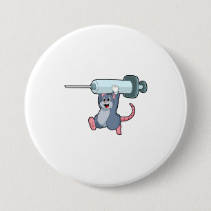 Badge Rond 7,6 Cm Souris comme infirmière avec Syringe.PNG