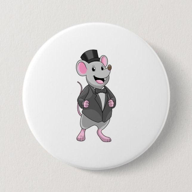 Badge Rond 7,6 Cm Souris comme marié avec ruban (Devant)
