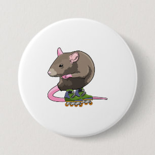 Badge Rond 7,6 Cm Souris comme Patinage en ligne avec Patins en lign