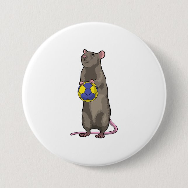 Badge Rond 7,6 Cm Souris de Handball Sports (Devant)