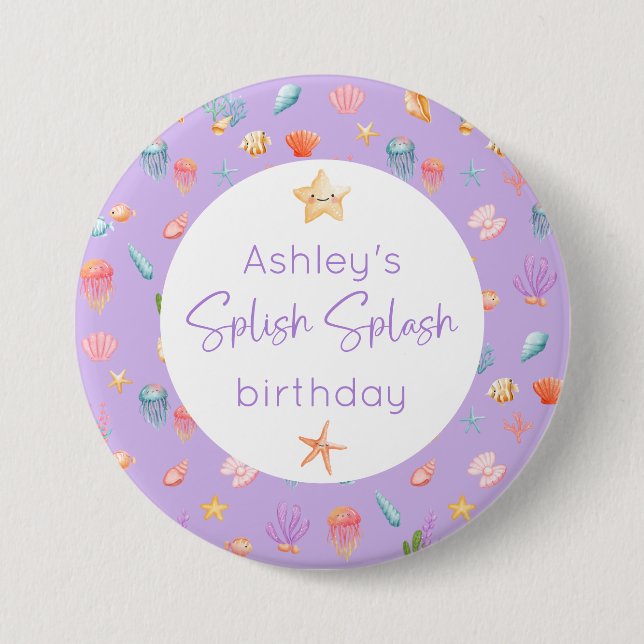 Badge Rond 7,6 Cm Sous la mer Anniversaire (Devant)
